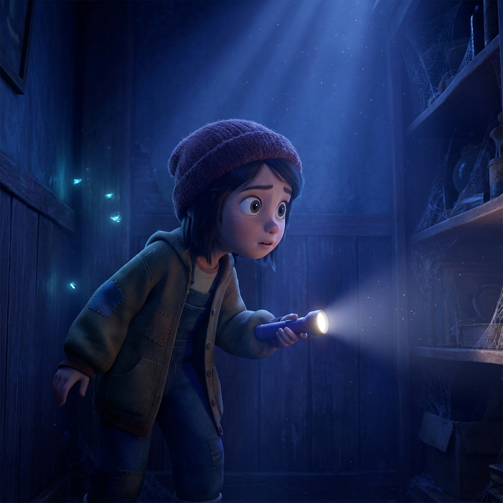 Character with flashlight